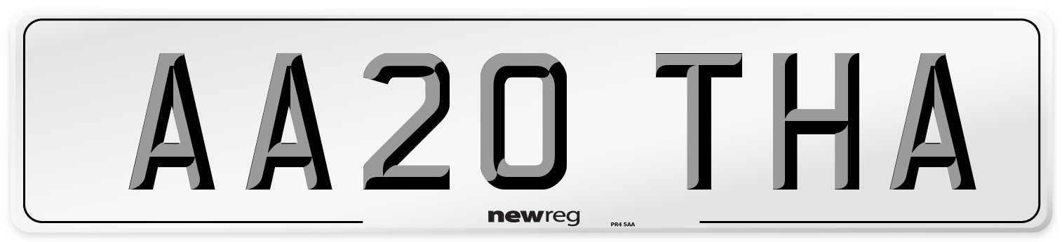 AA20 THA Number Plate from New Reg